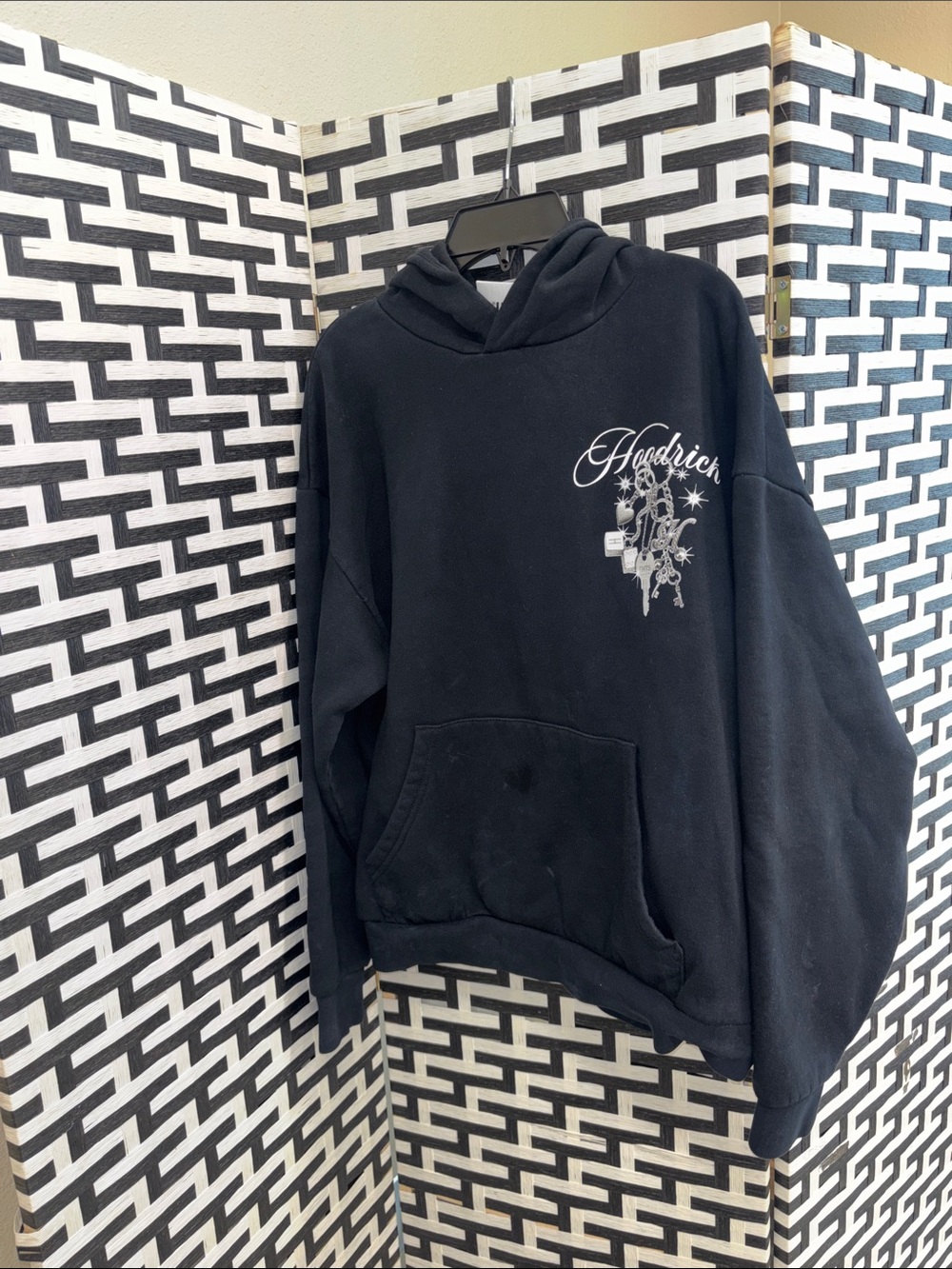 Hoodrich Black Graphic Hoodie with Script Chest Logo
